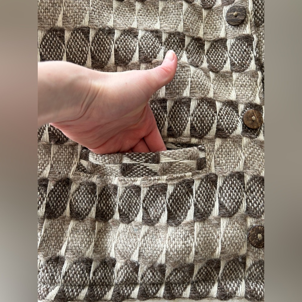 Confecciones Shiquiry | Vintage Wool Brown Checkered Jacket - Picture 6 of 8
